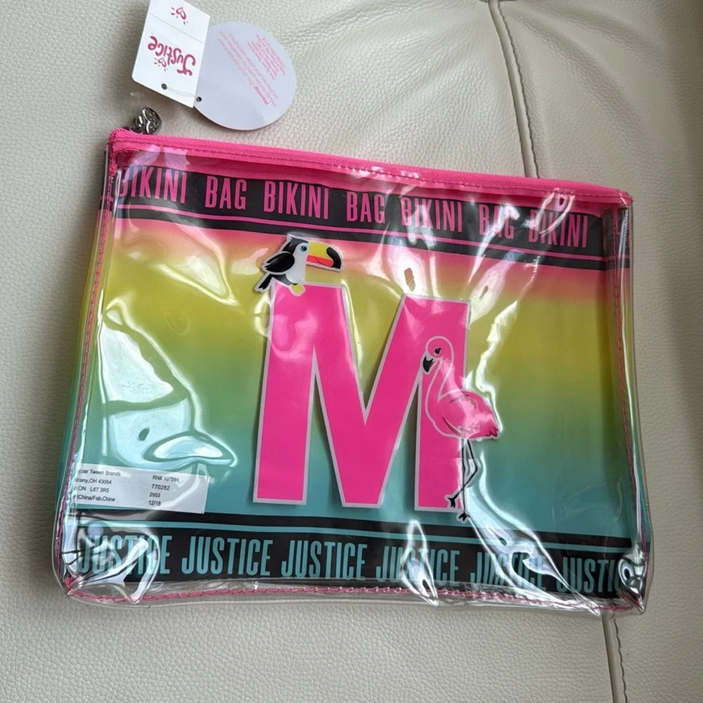 Justice Tropical Bikini‎ Swim Bag Initial (Letter M)